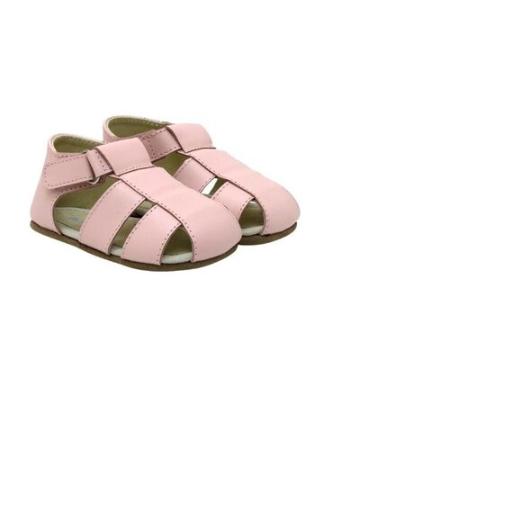 NIB - Robeez First Kicks 100% Leather Sandals Baby Pink 6-9M - Picture 1 of 12